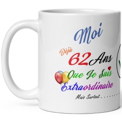 Tasse 62 ans pas chère cadeau humour à offrir anniversaire
