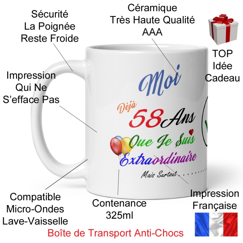 Mug 59 ans humour anniversaire tasse cadeau à offrir