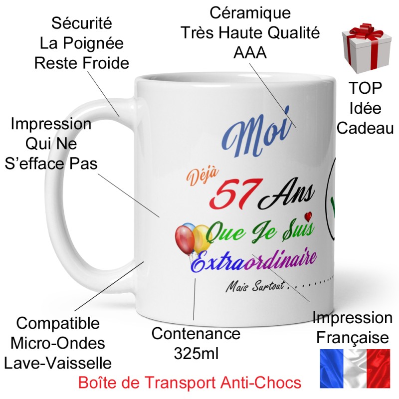 Mug 57 ans pas cher tasse humour anniversaire à offrir
