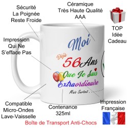 Tasse cadeau 56 ans humour anniversaire à offrir