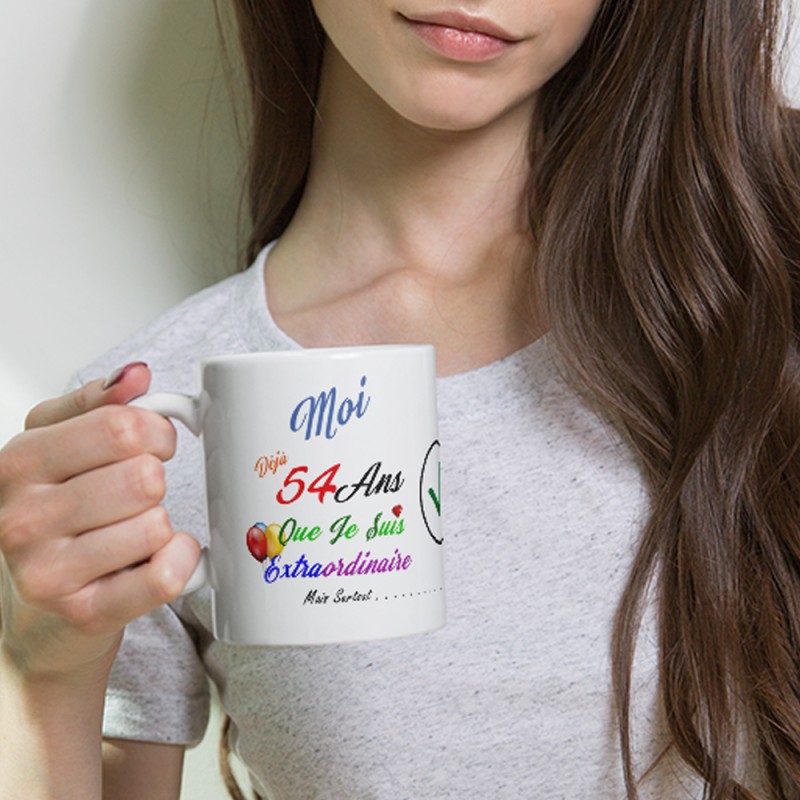 Tasse anniversaire 54 ans humour à offrir mug original