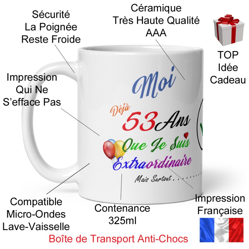 Mug 53 ans pas chère tasse humour cadeau anniversaire