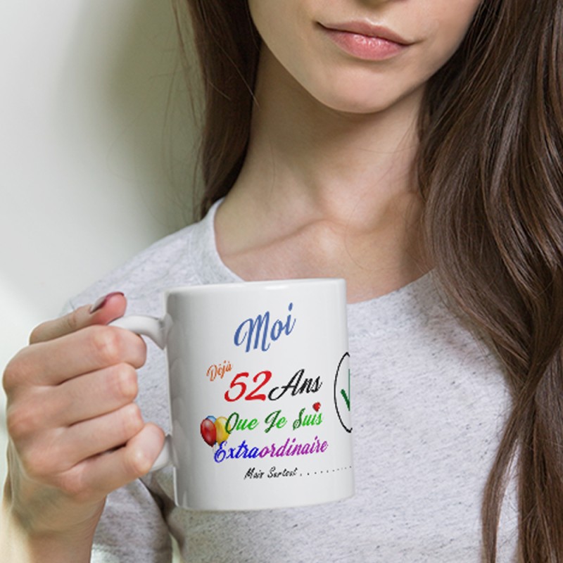 Tasse 52 ans humour anniversaire à offrir mug original
