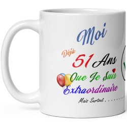 Tasse cadeau 51 ans humour anniversaire mug original