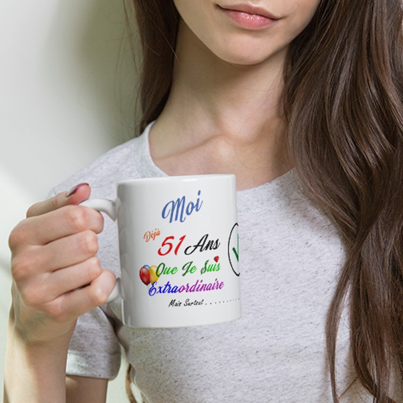 Tasse cadeau 51 ans humour anniversaire mug original