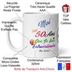 Mug 50 ans humour anniversaire à offrir tasse originale