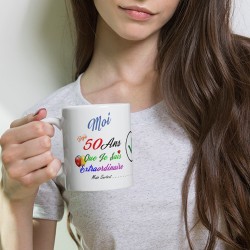 Mug 50 ans humour anniversaire à offrir tasse originale
