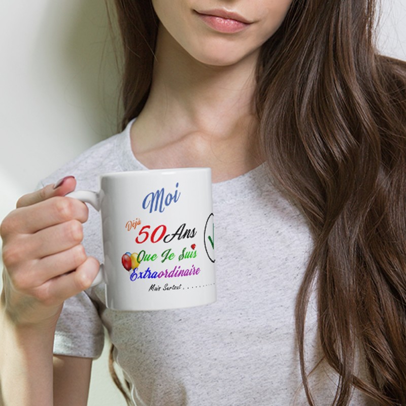 Mug 50 ans humour anniversaire à offrir tasse originale