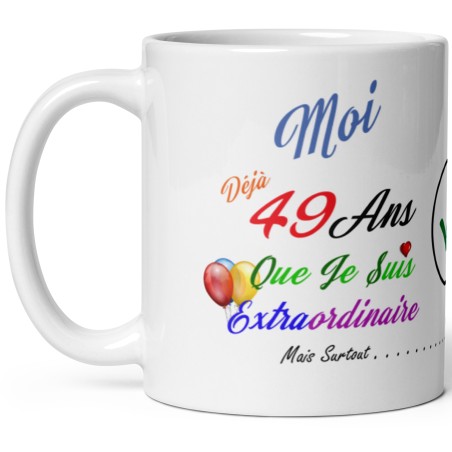 Tasse anniversaire 49 ans humour cadeau original mug à offrir