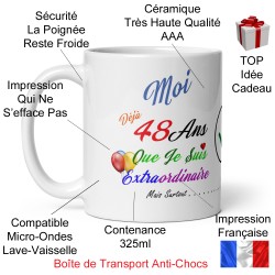 Mug anniversaire 48 ans pas cher tasse cadeau humour à offrir
