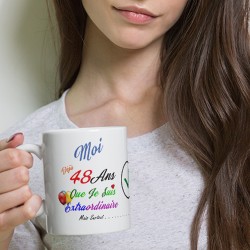 Mug anniversaire 48 ans pas cher tasse cadeau humour à offrir