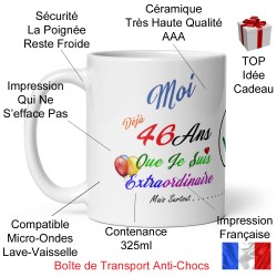 Mug anniversaire 46 ans humour tasse cadeau originale