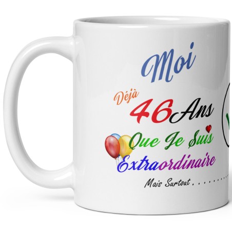 Mug anniversaire 46 ans humour tasse cadeau originale