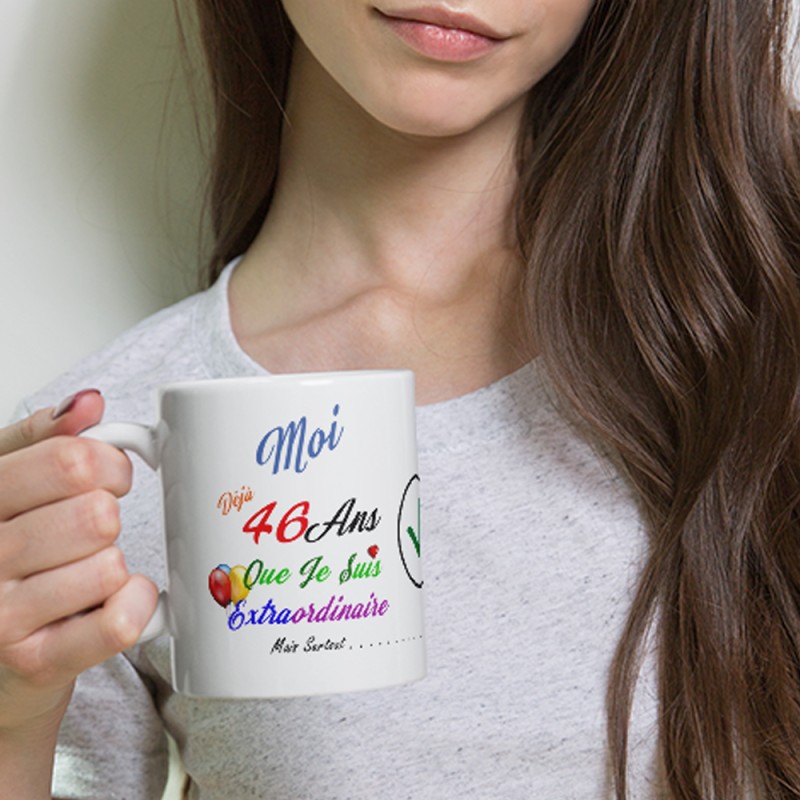 Mug anniversaire 46 ans humour tasse cadeau originale