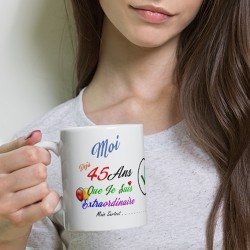 Tasse 45 ans anniversaire humour pas chère mug à offrir
