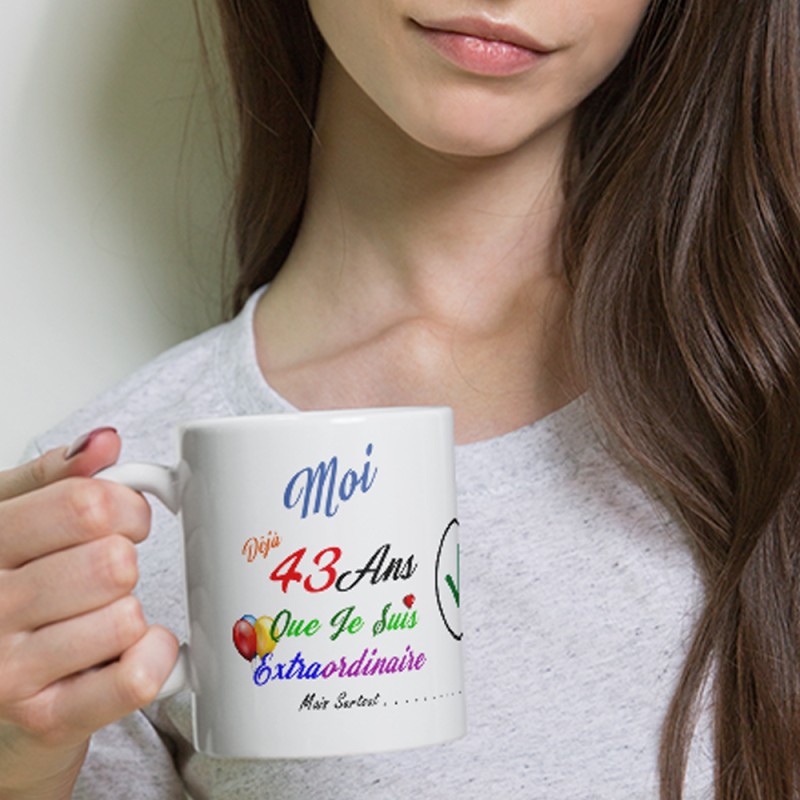 Tasse anniversaire 43 ans humour original mug à offrir