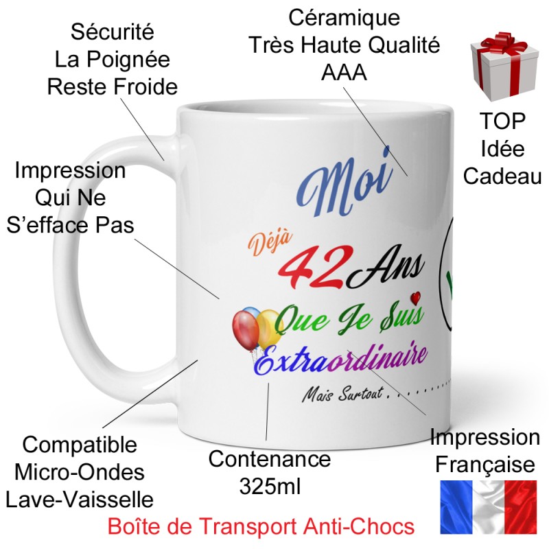 Tasse humour 42 ans originale cadeau insolite mug anniversaire