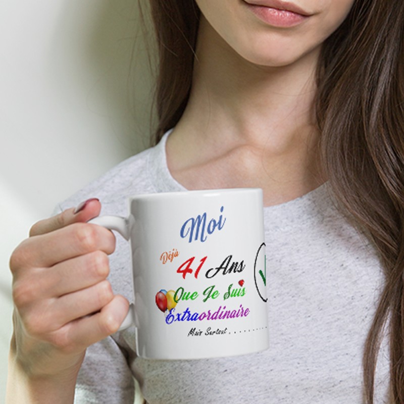 Mug anniversaire 41 ans pas cher cadeau humour décalé tasse originale