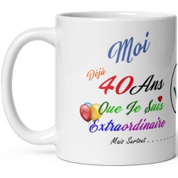 Cadeau original 40 ans tasse humour anniversaire mug à offrir