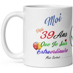 Mug anniversaire 39 ans cadeau drôle tasse à offrir humour subtil