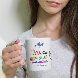 Mug anniversaire 39 ans cadeau drôle tasse à offrir humour subtil