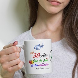 Tasse cadeau 38 ans drôle mug anniversaire humour second degré