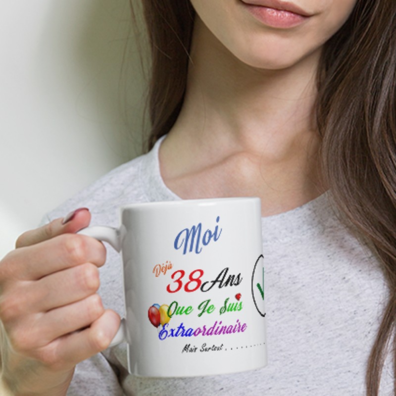 Tasse cadeau 38 ans drôle mug anniversaire humour second degré
