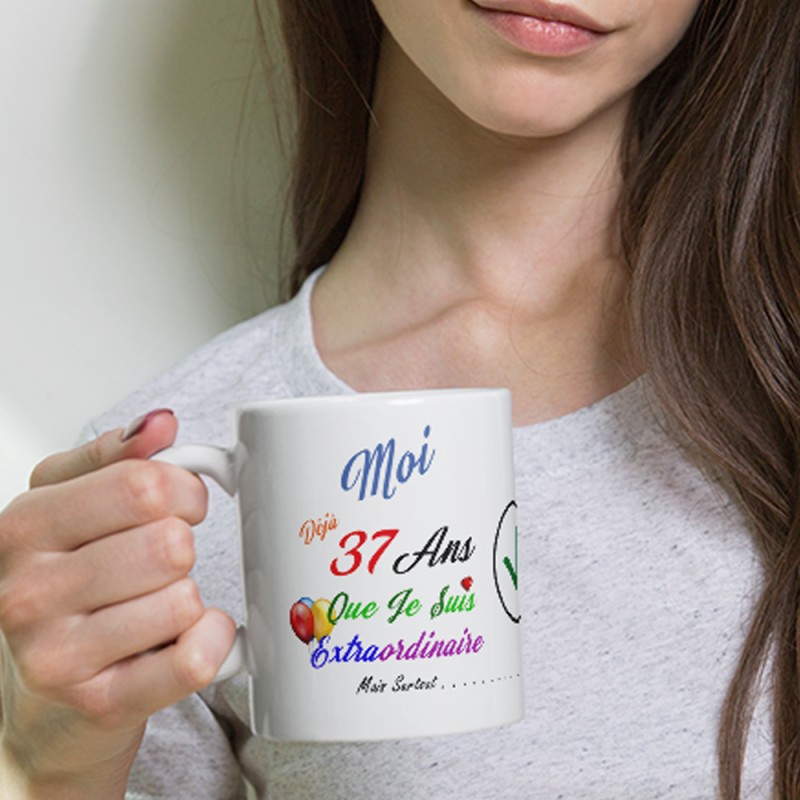 Mug anniversaire 37 ans pas chère idée cadeau tasse humour à offrir