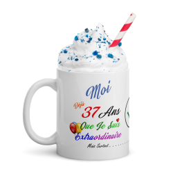 Mug anniversaire 37 ans pas chère idée cadeau tasse humour à offrir