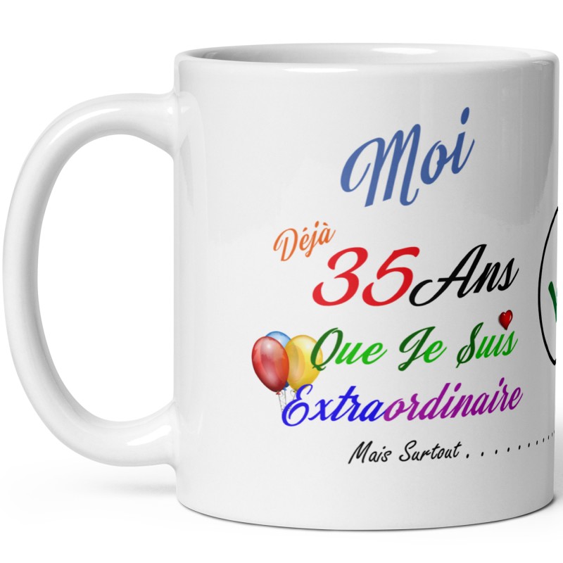 Mug cadeau 35 ans tasse humour anniversaire à offrir originale