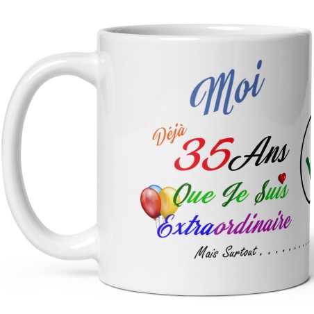 Mug cadeau 35 ans tasse humour anniversaire à offrir originale