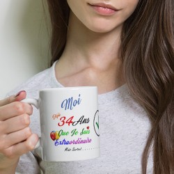 Tasse humour 34 ans à offrir mug anniversaire original cadeau