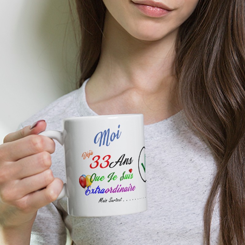 Mug anniversaire 33 ans pas chère idée cadeau tasse humour à offrir