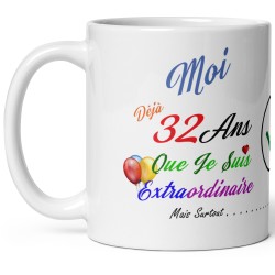 Tasse cadeau 32 ans humour mug anniversaire à offrir original