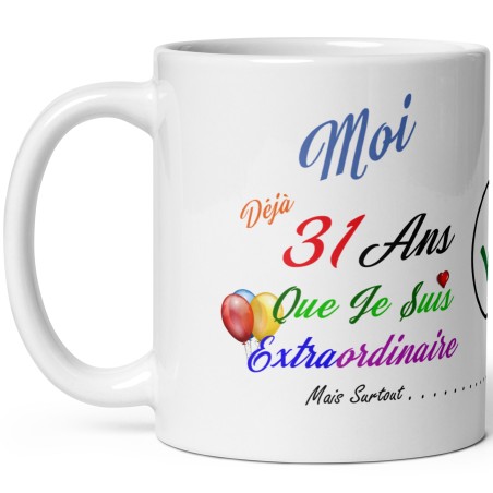 Mug à offrir 31 ans humour tasse anniversaire idée cadeau originale