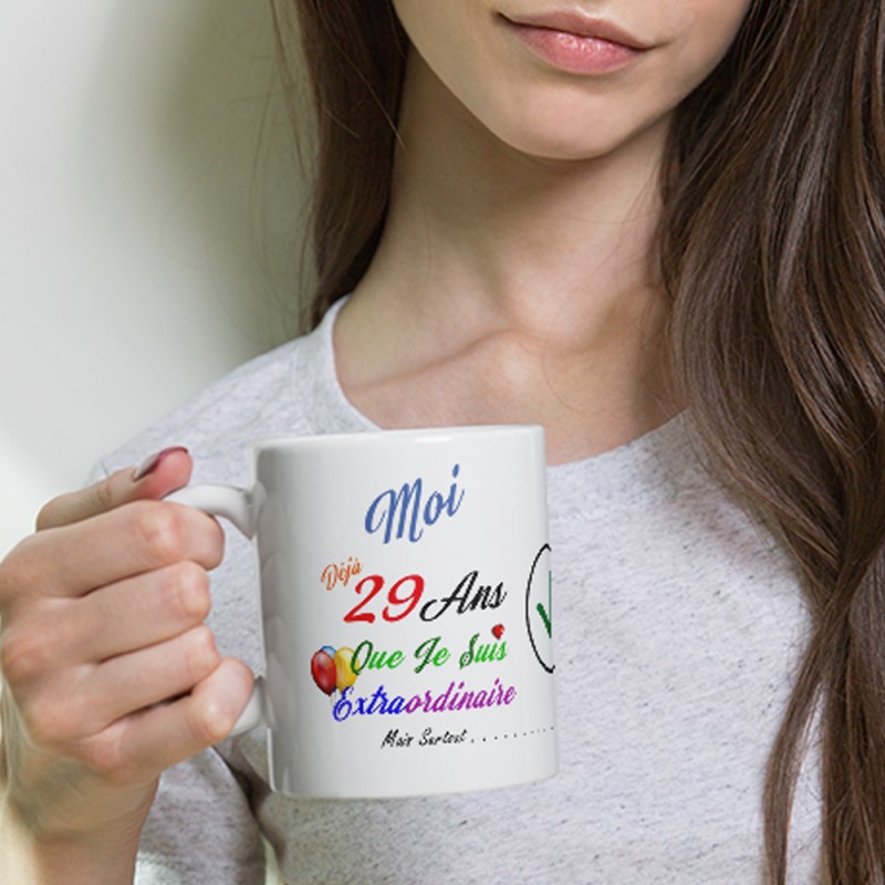 Mug anniversaire 29 ans pas chère tasse humour idée cadeau originale