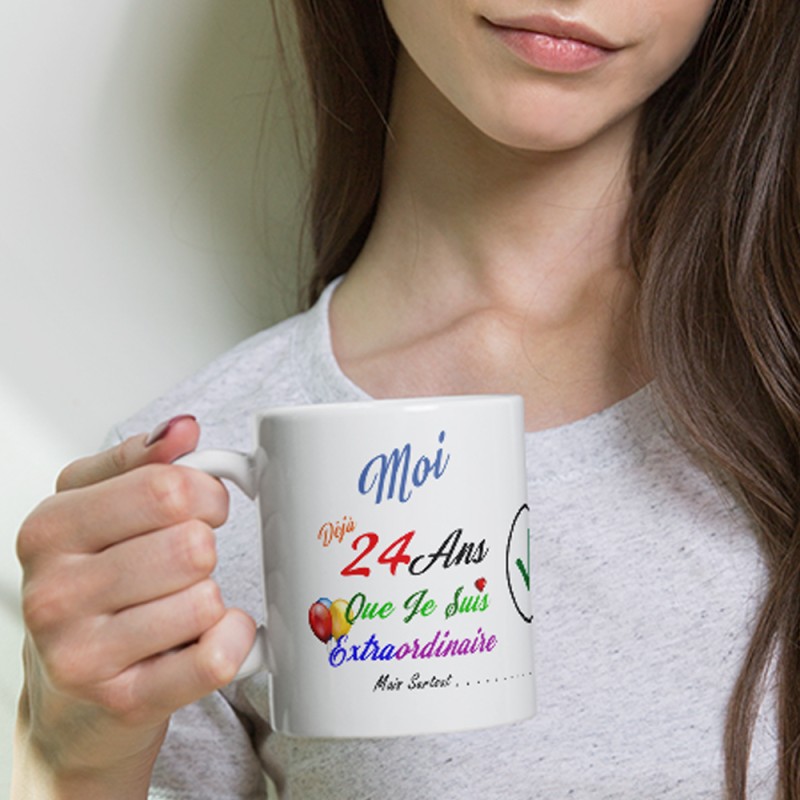 Offrir un mug original pour les 24 ans : tasse cadeau anniversaire humoristique