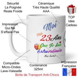Mug à offrir anniversaire 23 ans – idée cadeau drôle et originale