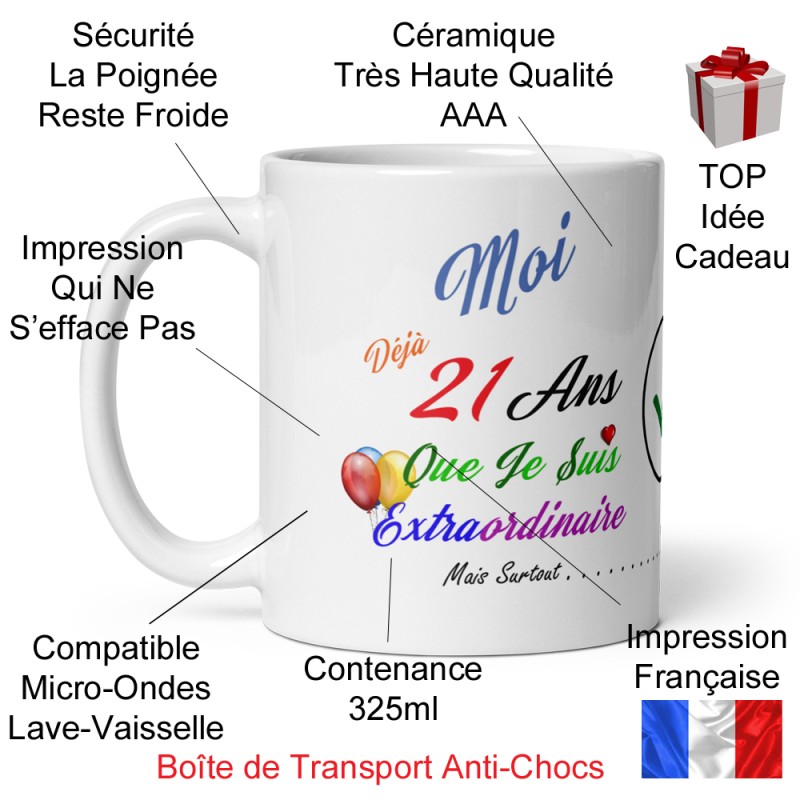 Mug humour 21 ans à offrir – idée cadeau originale et décalée