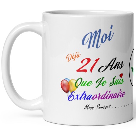 Mug humour 21 ans à offrir – idée cadeau originale et décalée