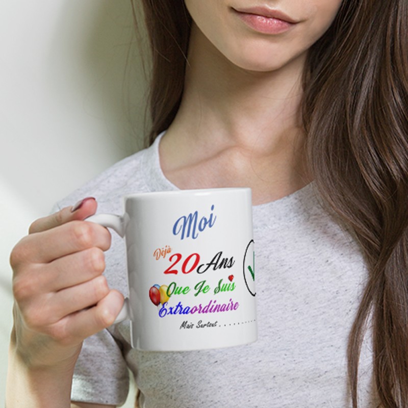 Tasse drôle 20 ans à offrir – Mug anniversaire avec message complice