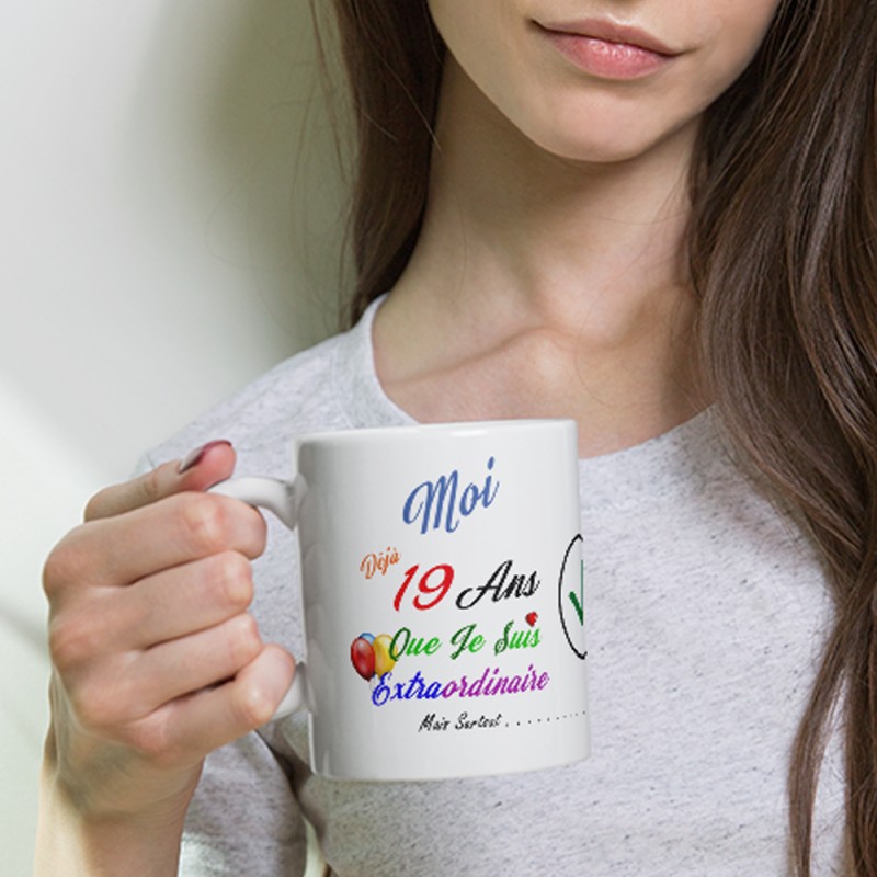 Mug anniversaire 19 ans pas chère – tasse cadeau drôle à offrir