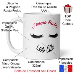 Tasse J'men Bats Les Cils – mug cadeau femme drôle et stylé