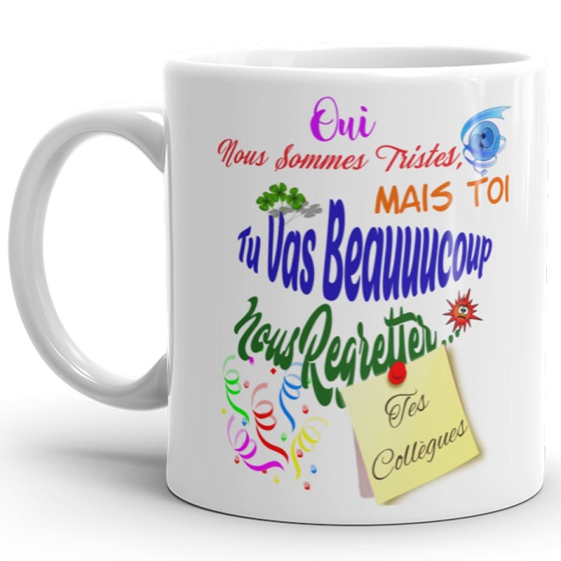Mug humour départ collègue,  tasse cadeau originale et complice