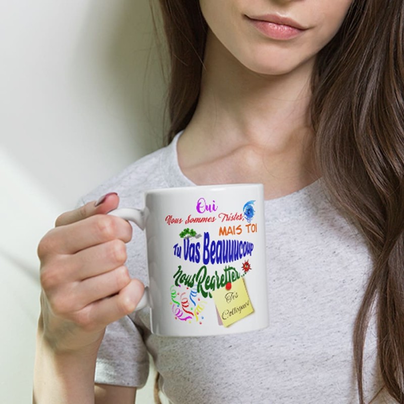 Mug humour départ collègue,  tasse cadeau originale et complice