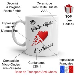 Tasse Ma Belle Mère d’Amour mug cadeau tendre avec message Je t’Aime