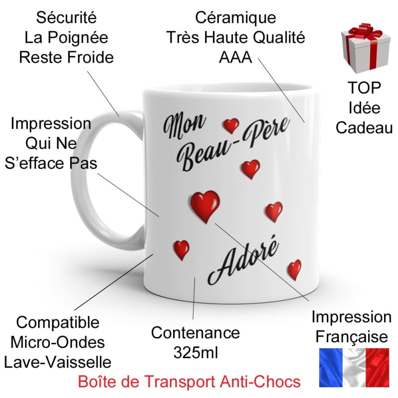 Mug Mon Beau Père Adoré tasse à offrir tendre avec message Je t’Aime