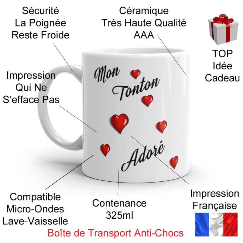 Mug Mon Tonton Adoré idée cadeau originale pour oncle