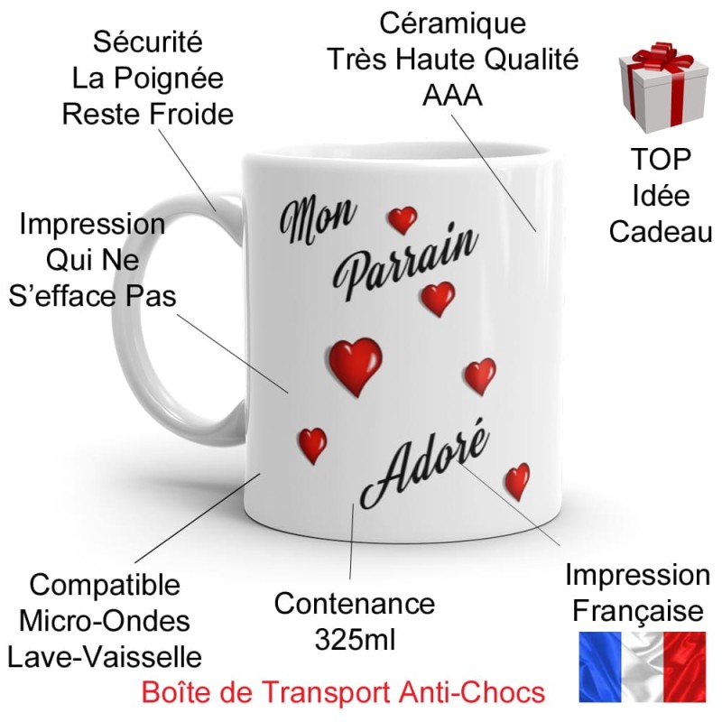 Mug Mon Parrain Adoré idée cadeau originale pour fête