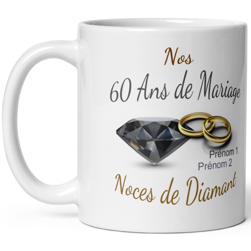 Mug personnalisable Nos 60 ans mariage noces de diamant